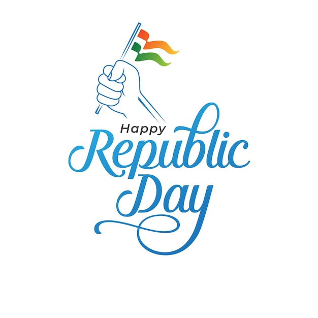 幸せなインド共和国記念日のお祝いベクトル テキスト タイポグラフィ デザイン