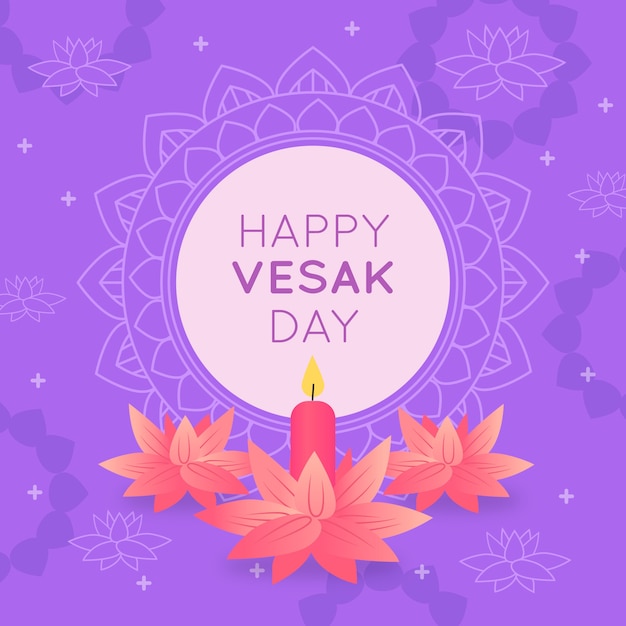 벡터 행복 한 인도 vesak 하루와 분홍색 꽃