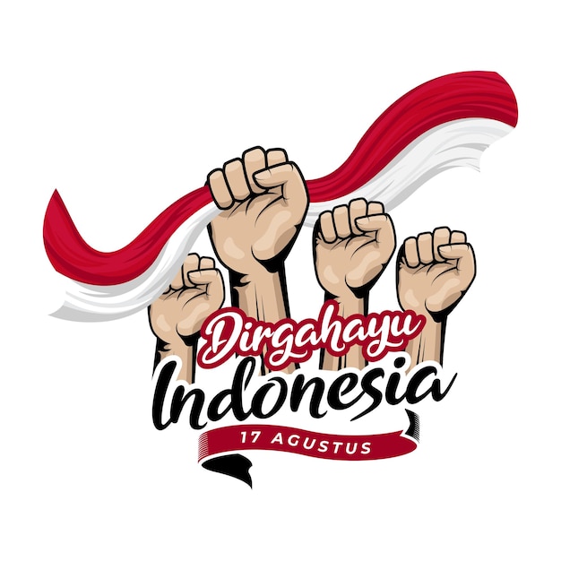 Happy Indonesia independence day greeting design template