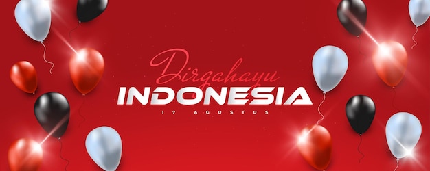 С днем независимости индонезии день независимости индонезии фон с воздушными шарами, которые можно использовать для баннерного плаката и поздравительной открытки кемердекаан, индонезия