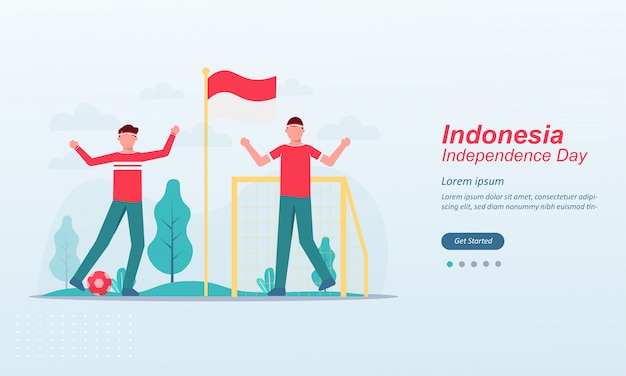 Modello felice della pagina di atterraggio di festa dell'indipendenza dell'indonesia