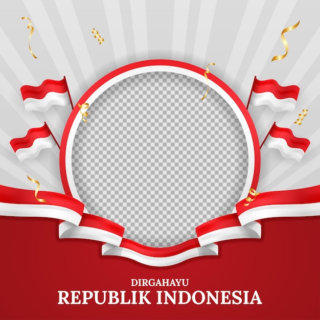 Vector happy indonesia independence day twibbon luxury background