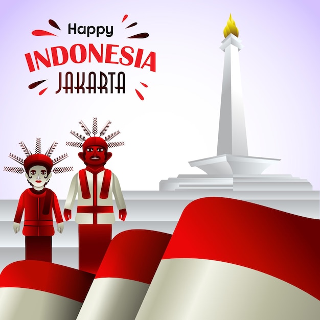 Vettore felice giornata indonesiana jakarta vector