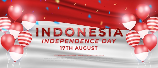 Cartolina d'auguri felice di celebrazione del giorno dell'indipendenza indonesiana con decorazione