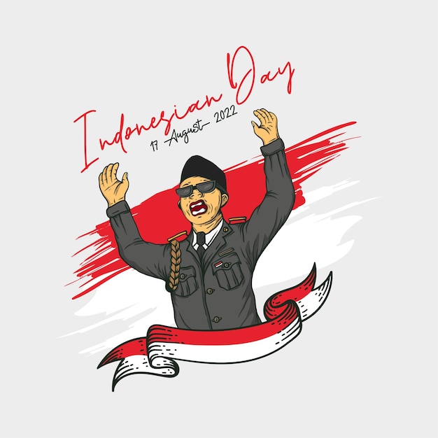 Happy indonesian independence vector illustration with hand drawn style for burning the spirit