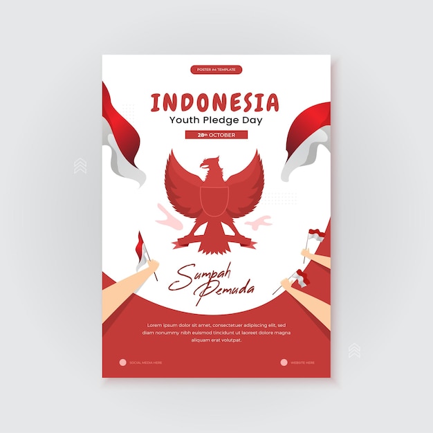 Happy Indonesian youth pledge day on poster template