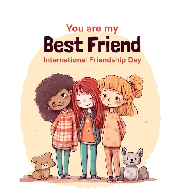 Happy internasional friendship day poster card poster ilustration