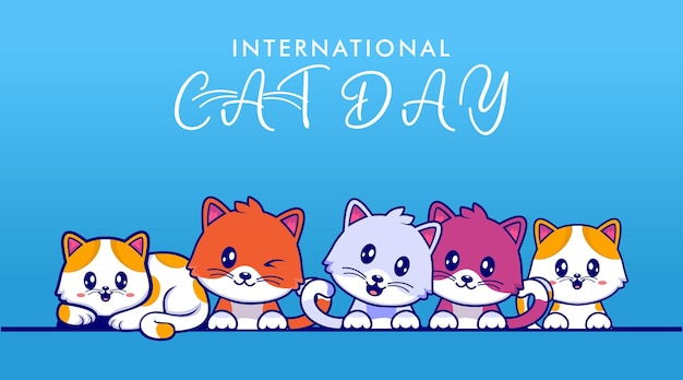 Happy International Cat Day vector Creative Cat Day Vector Background