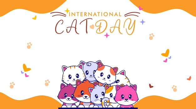 Happy International Cat Day vector Creative Cat Day Vector Background