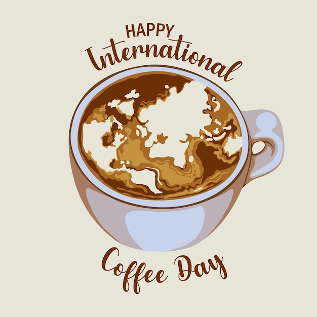 Vector happy international coffee day poster and banner design