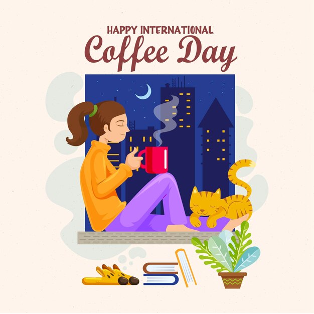 Vettore buona giornata internazionale del caffè