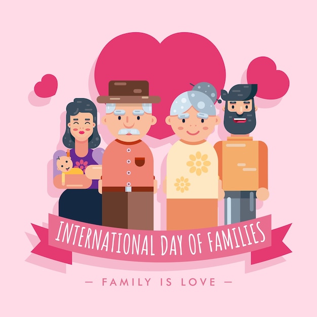 happy international day of families 15 may family love heart grandparent people illustration design vector
