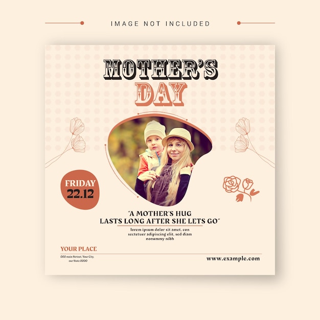 Happy international mother's day social media instagram post for editable template design vector