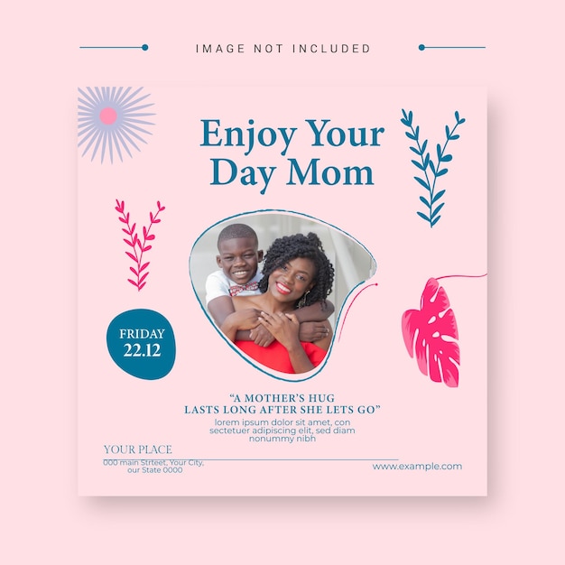 Happy international mother's day social media instagram post for editable template design vector