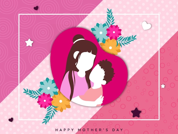 Happy International Mothers Day greeting card design vector illustration showing mother and child love and bond