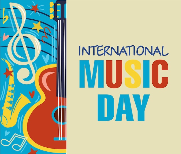 Vettore buona celebrazione della giornata internazionale della musica a ottobre illustrazione della giornata internazionale della musica vettore