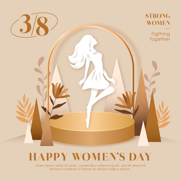 Happy International Woman Day Women Silhouette Poster Background