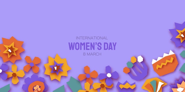 Happy International Women's Day. Abstract Hand drawn paper cut floral shapes. Trendy Flower contemporary art. 8 March. Spring. Happy Mother's Day. Paper art work. Very peri color.