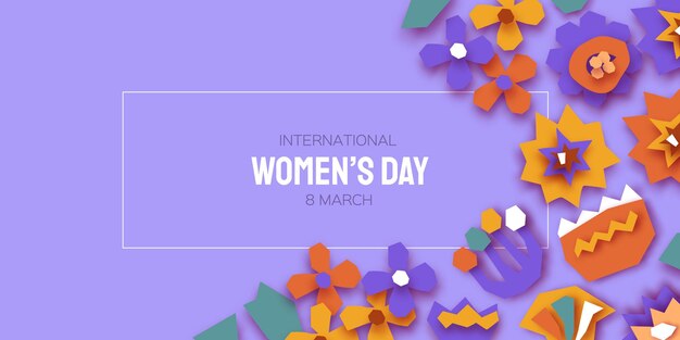 Happy International Women's Day. Abstract Hand drawn paper cut floral shapes. Trendy Flower contemporary modern trendy. 8 March. Spring. Happy Mother's Day. Paper art work. Very peri color. Vector.