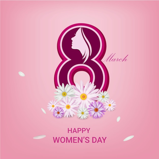 happy international women's day, vector flyer and social media post