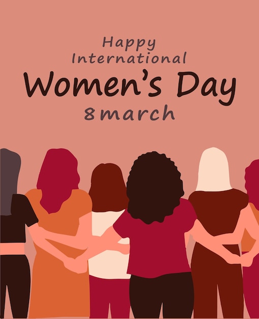 Happy international womens day 8 march with illustration women
