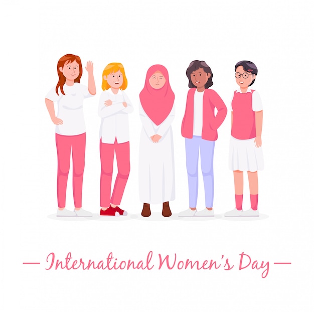 Vector happy international womens day illustratie cartoon