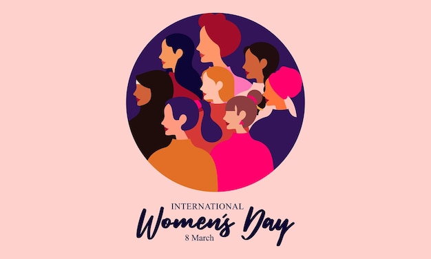 Happy International Womens Day Vector Illustration of Women with Different Cultures