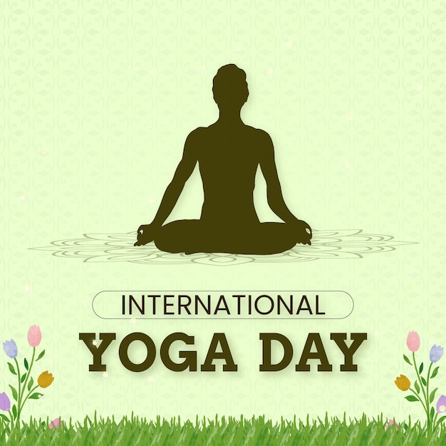 Happy International Yoga Day Green Background Social Media Design Banner Free Vector