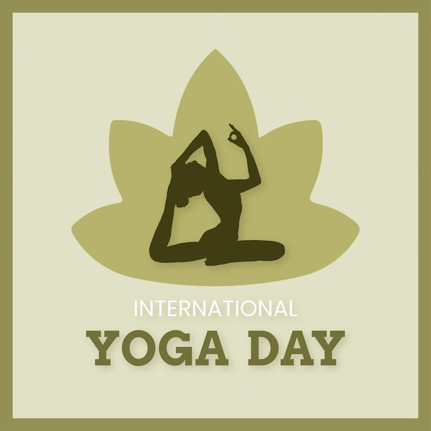 Happy International Yoga Day Green White Background Social Media Design Banner Free Vector