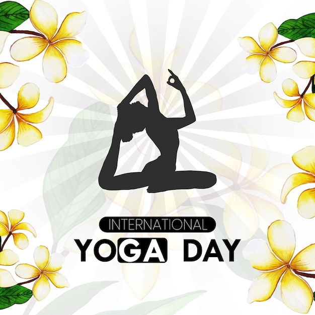 Happy International Yoga Day Yellow Black Background Social Media Design Banner Free Vector