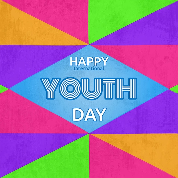 С Международным днем молодежи Редактируемый текстовый пост в социальных сетях Многоцветная фреска Стена счастья