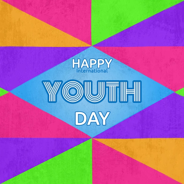 Happy international youth day editable text post social media multicolor mural happiness wall