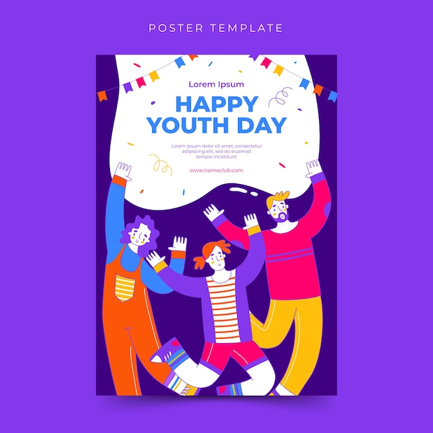 Vector happy international youth day poster template