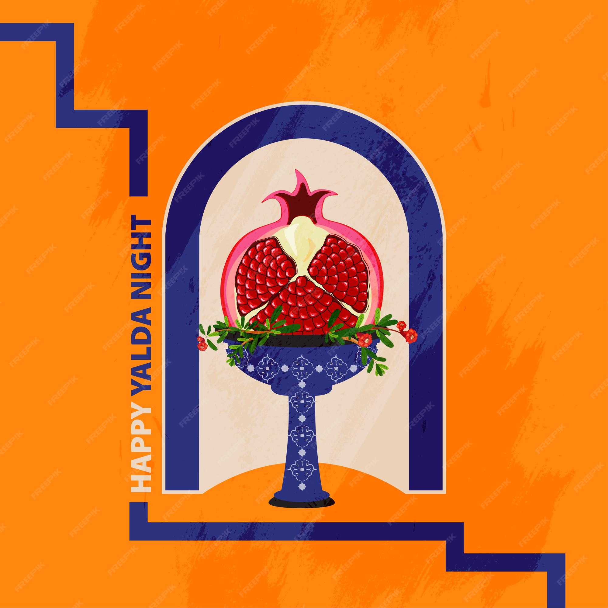 Premium Vector | Happy Iranian Yalda night vector design with pomegranate 