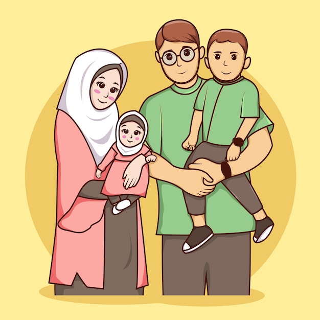 Illustrazione del vettore della famiglia islamica felice