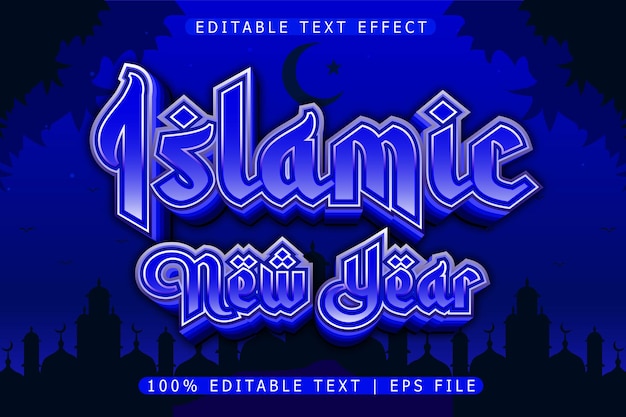 Happy Islamic New Year Editable Text Effect 3 Dimension Emboss Modern Style