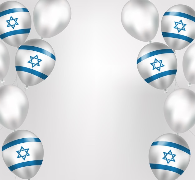 Happy Israel Independence Day wenskaart in realistische stijl met Israël vlag ballonnen