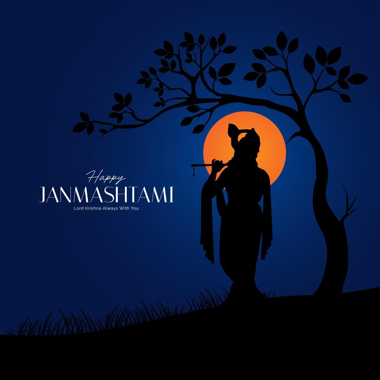 Vector happy janmashtami design concept social media post