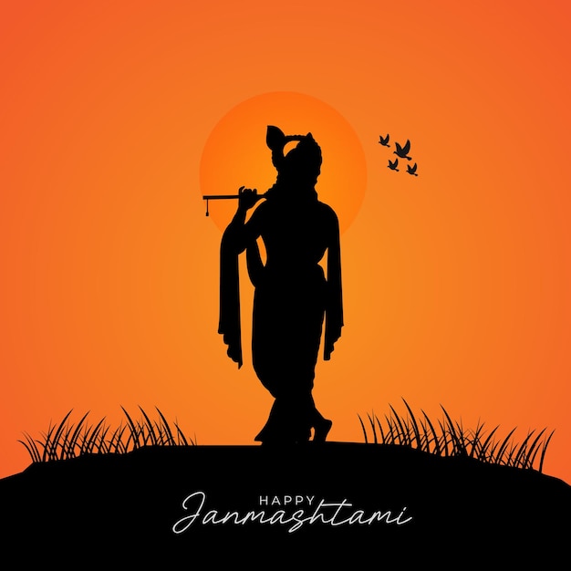 Happy Janmashtami 디자인 컨셉 소셜 미디어 포스트