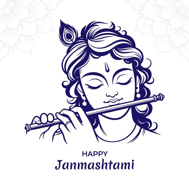 Vector happy janmashtami hindu festival outline vector design