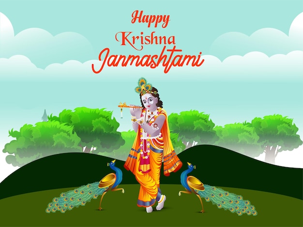 Happy janmashtami indian festival celebration background