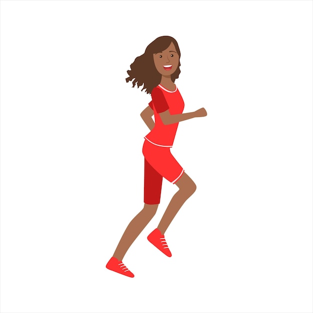 Happy Jogger Girl Running In Red Sportive Outfit Part Of Women Different Lifestyles Collection