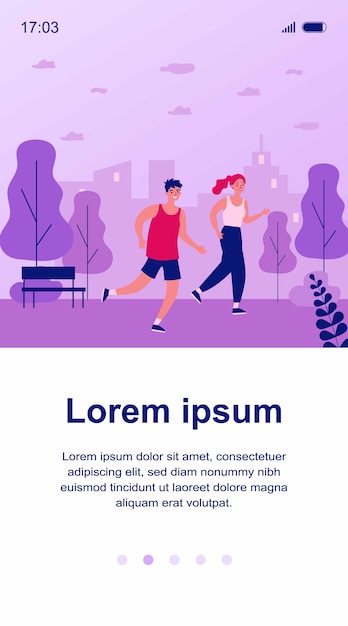 Happy joggers running at park illustration