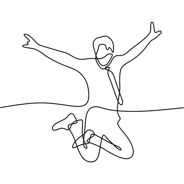 happy jump online continuous drawing single line art