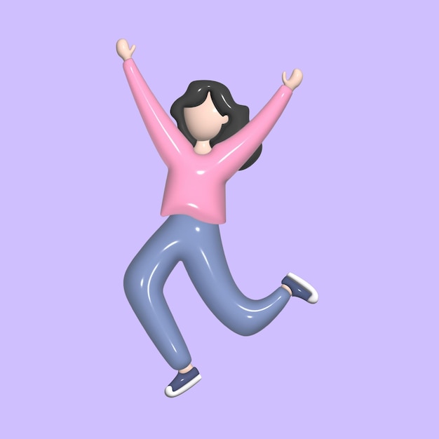Happy jumping concept Emoji personage Realistische 3d object cartoon stijl Vector kleurrijk