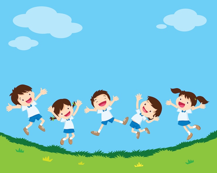 Vector happy jumping student
