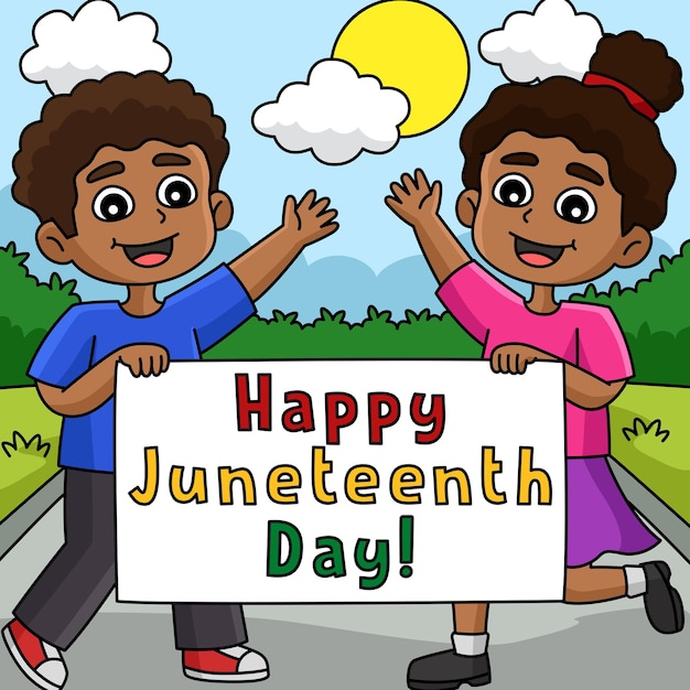 Vector happy juneteenth day banner colored cartoon