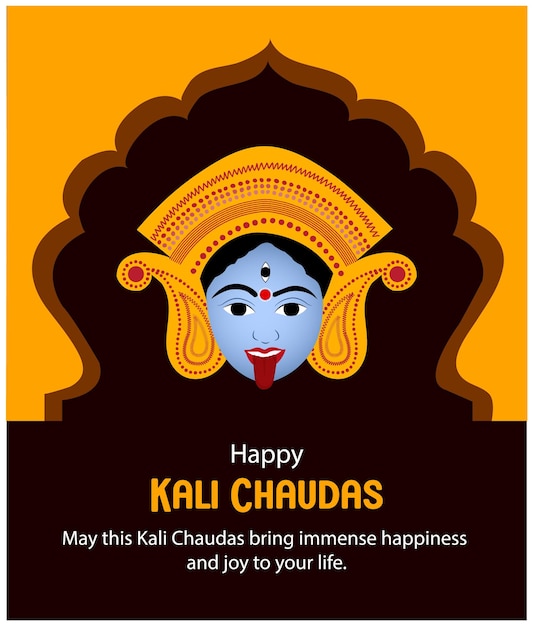 Felice kali chaudas indian hindu festival vector celebration goddess kali