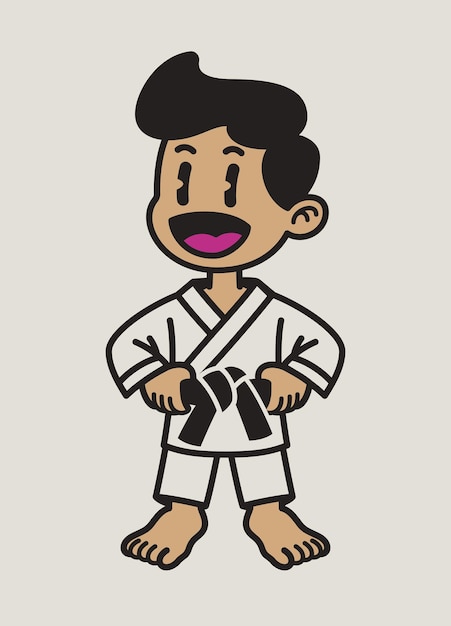 Felice karate boy atleta cartoon isolato