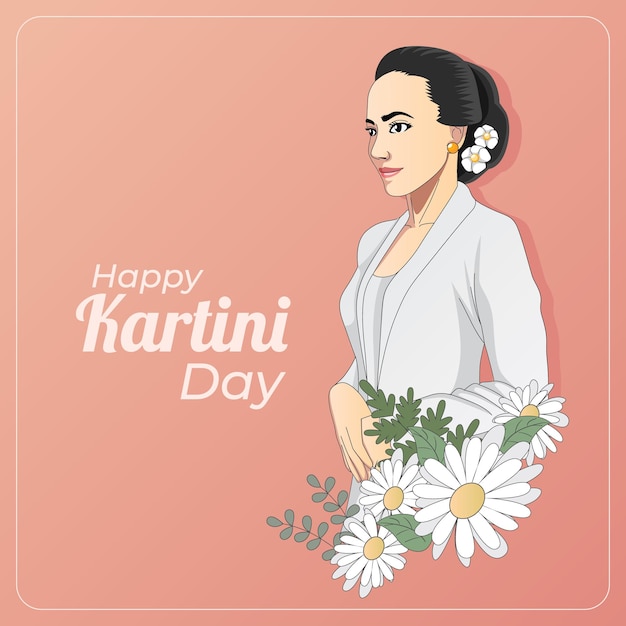 Happy Kartini day vector greetings card